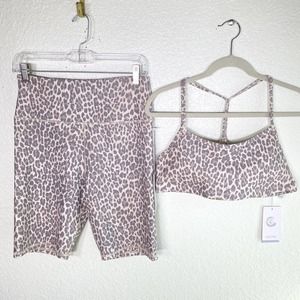 Johnny Was Sports Bra Shorts Womens Large Calme Set Leopard Outfit Gym Biker